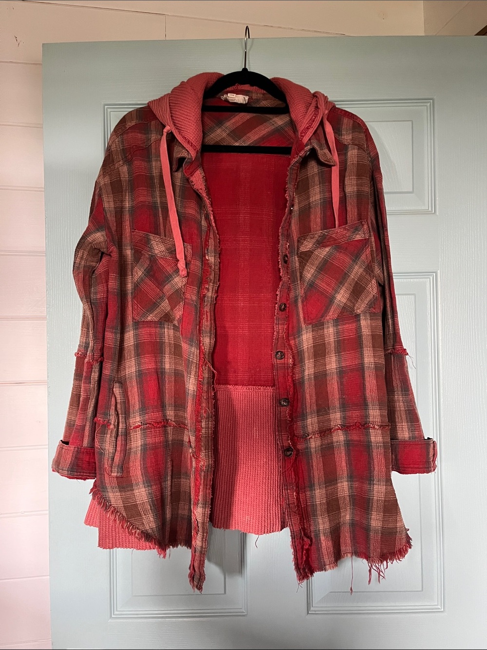 Oli & Hali Red Plaid Hooded Utility Jacket